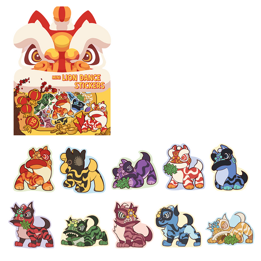 Lion Dance Mini Sticker Pack - Peel & Stick Paper Stickers