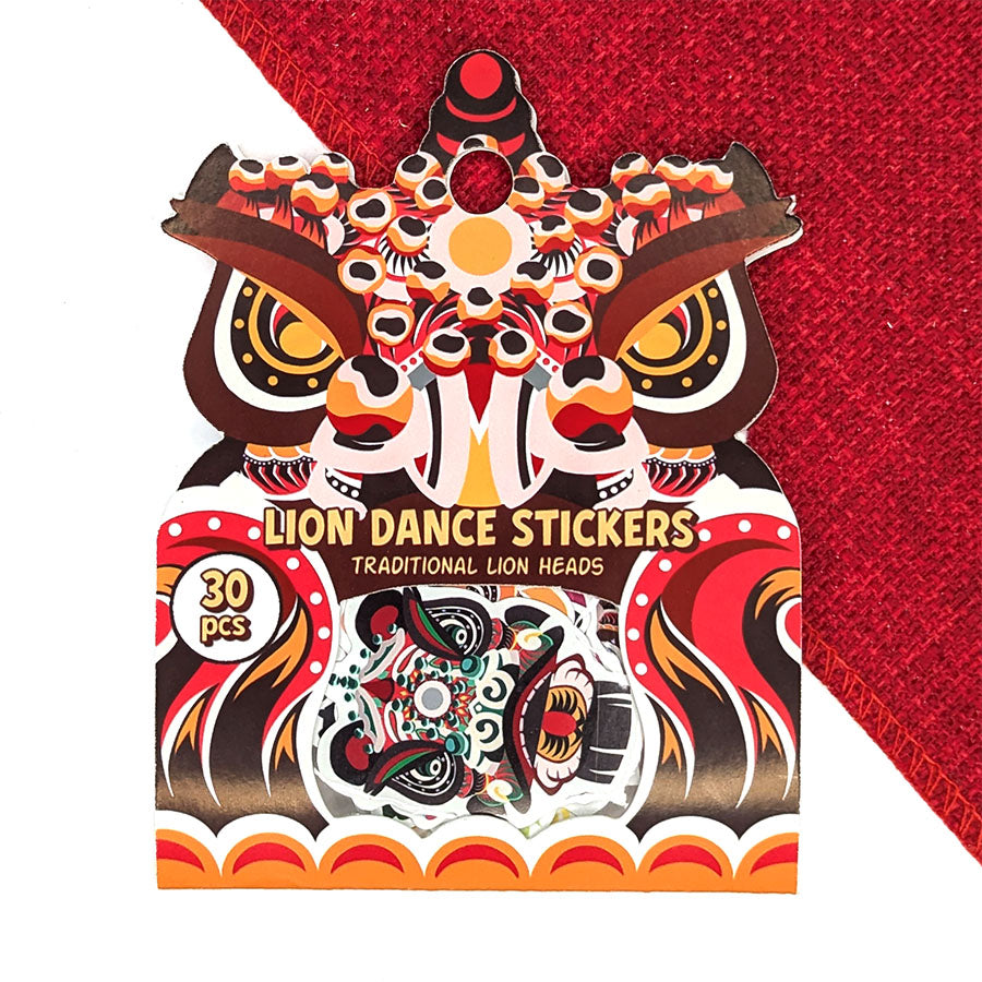 Traditional Lion Heads Sticker Pack - Peel & Stick Paper Stickers