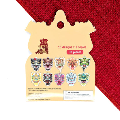 Traditional Lion Heads Sticker Pack - Peel & Stick Paper Stickers