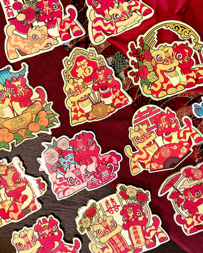 Lion Dance Vinyl Sticker Cherry Arc