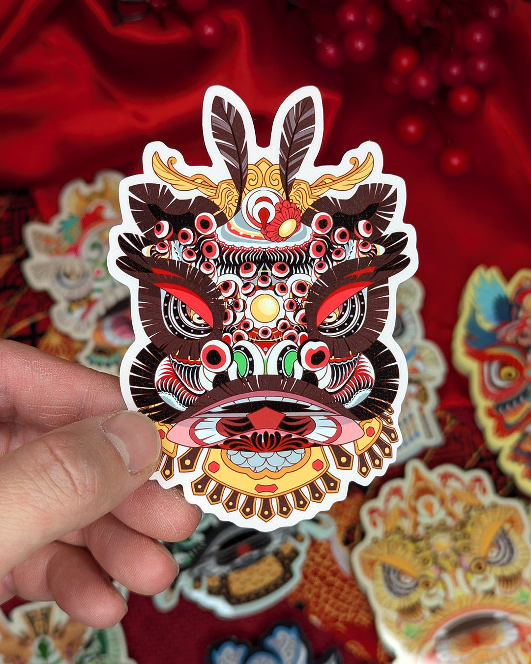 Lion Dance Vinyl Sticker Guan Yu Lion Head