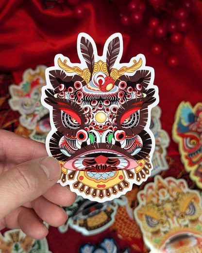 Lion Dance Vinyl Sticker Guan Yu Lion Head