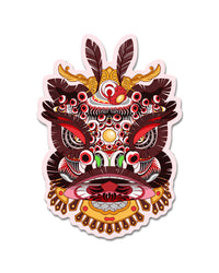 Lion Dance Vinyl Sticker Guan Yu Lion Head