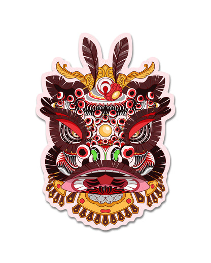 Lion Dance Vinyl Sticker Guan Yu Lion Head