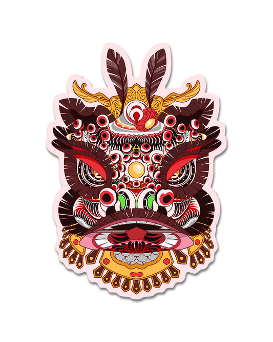 Lion Dance Vinyl Sticker Guan Yu Lion Head