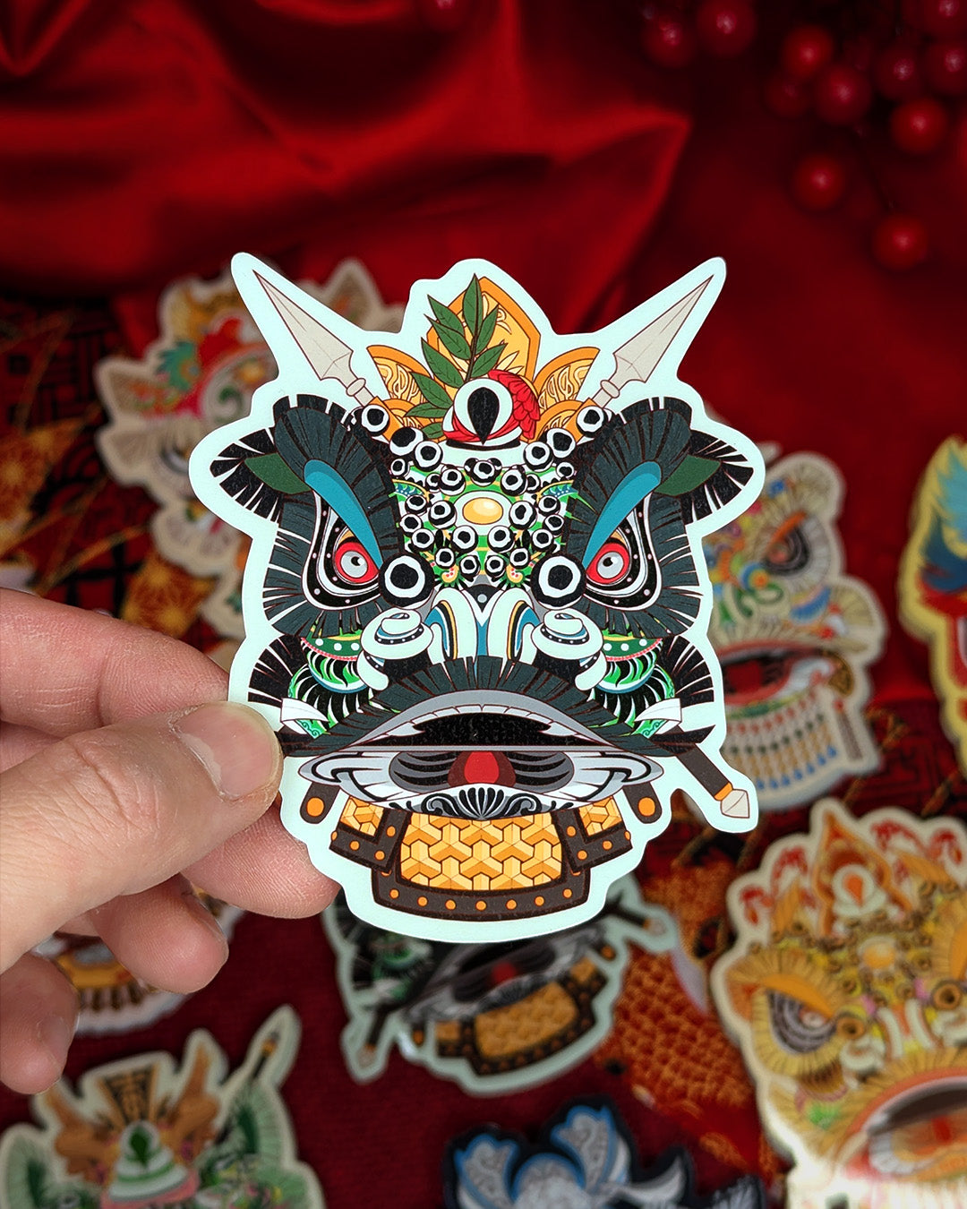 Lion Dance Vinyl Sticker Zhang Fei Lion Head