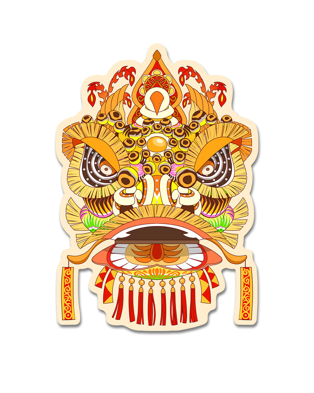 Lion Dance Vinyl Sticker Wang Zhong Lion Head