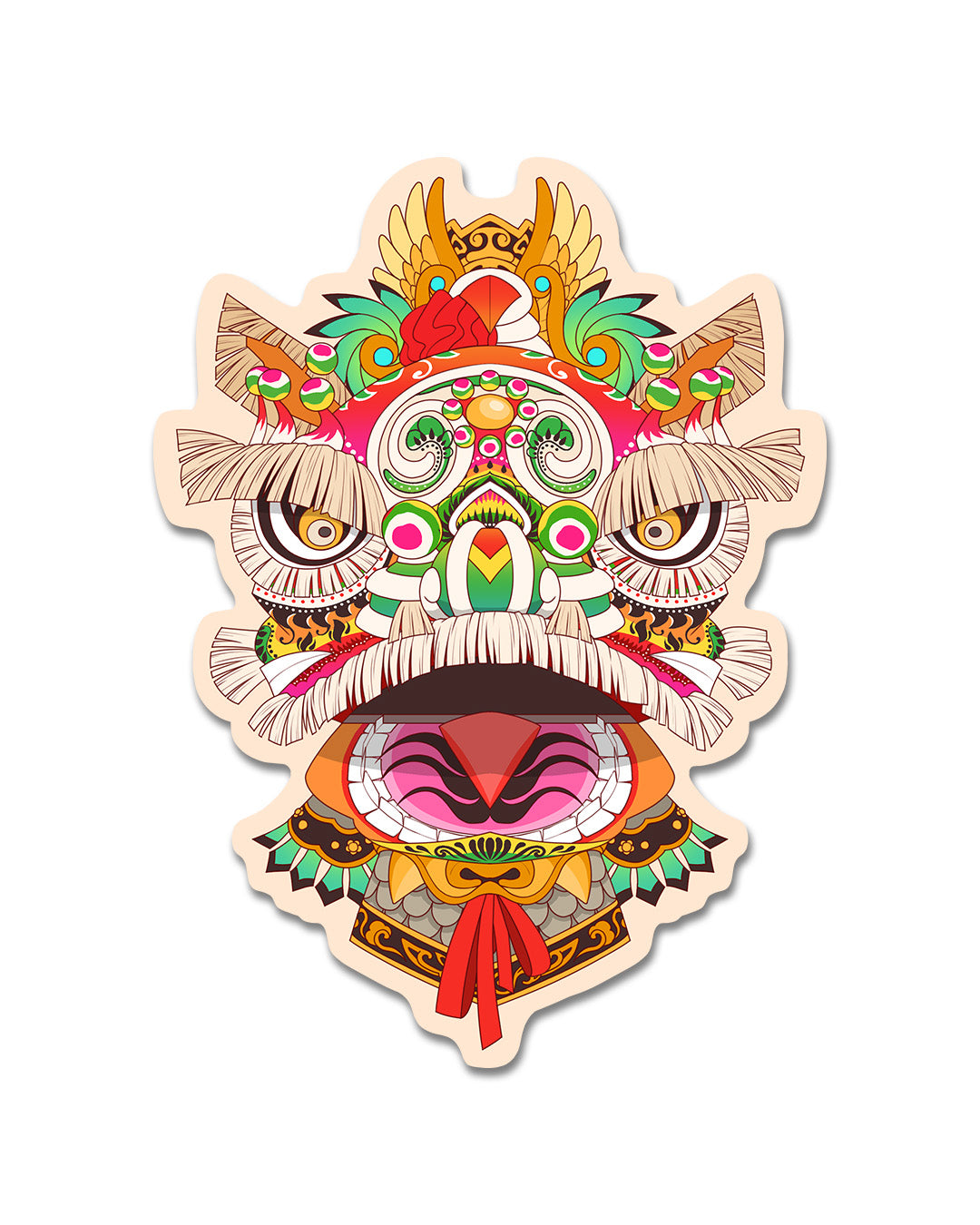 Lion Dance Vinyl Sticker 1900's Hong Kong Lion Head