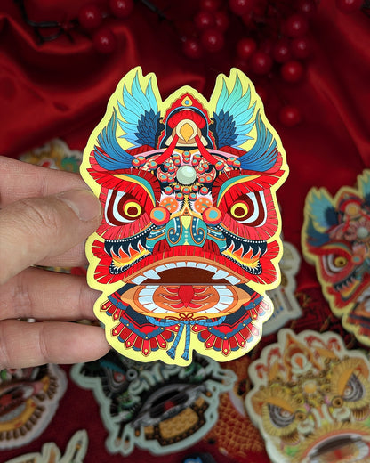 Lion Dance Vinyl Sticker Hong Kong Lion Head