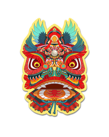 Lion Dance Vinyl Sticker Hong Kong Lion Head