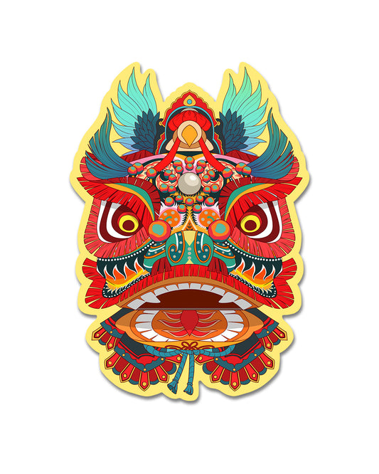 Lion Dance Vinyl Sticker Hong Kong Lion Head
