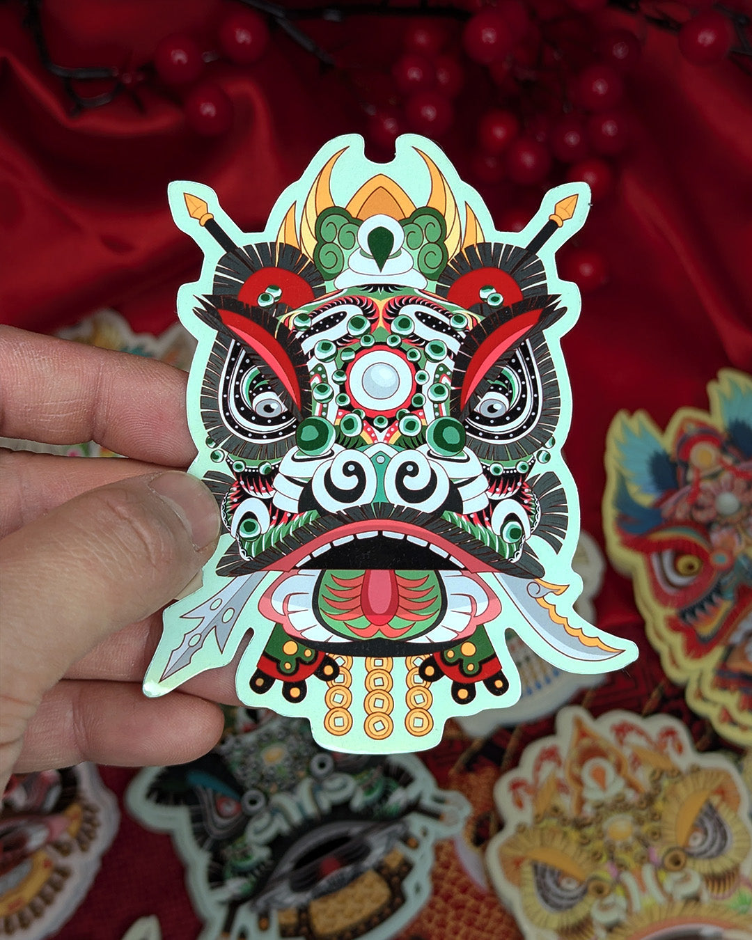 Lion Dance Vinyl Sticker Indonesian Barongsai Lion Head
