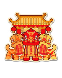 Lion Dance Vinyl Sticker Happy New Year