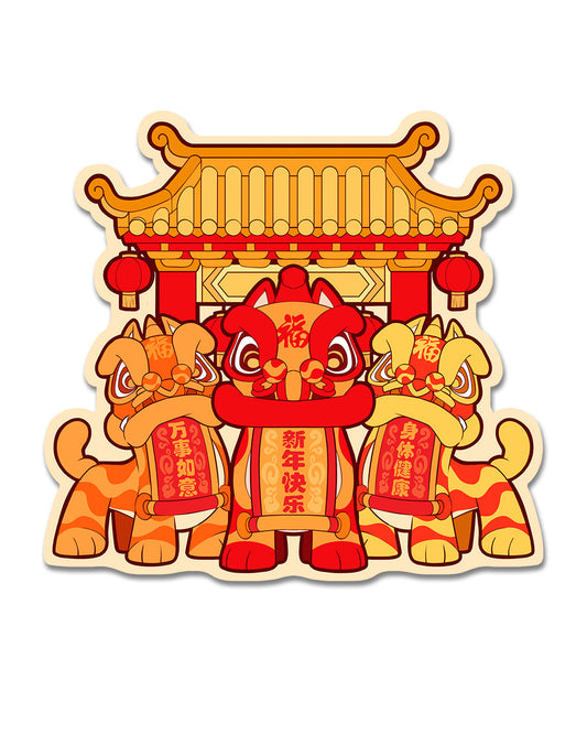 Lion Dance Vinyl Sticker Happy New Year