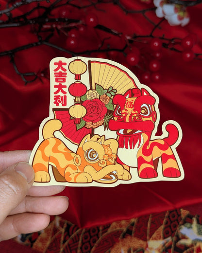 Lion Dance Vinyl Sticker Big Fortune Big Profit