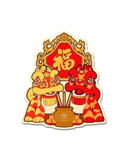 Lion Dance Vinyl Sticker Luck & Incense
