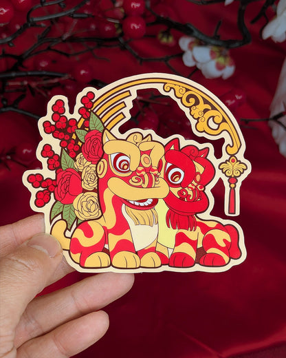 Lion Dance Vinyl Sticker Cherry Arc