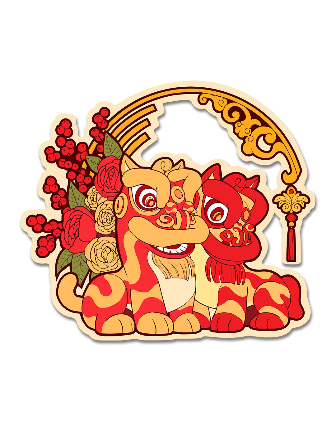 Lion Dance Vinyl Sticker Cherry Arc