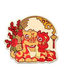 Lion Dance Vinyl Sticker Cherry Arc