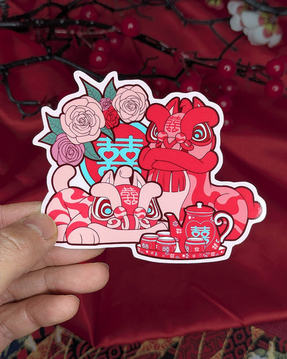 Lion Dance Vinyl Sticker Wedding Tea Ceremony
