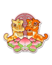 Lion Dance Vinyl Sticker Longevity Peach