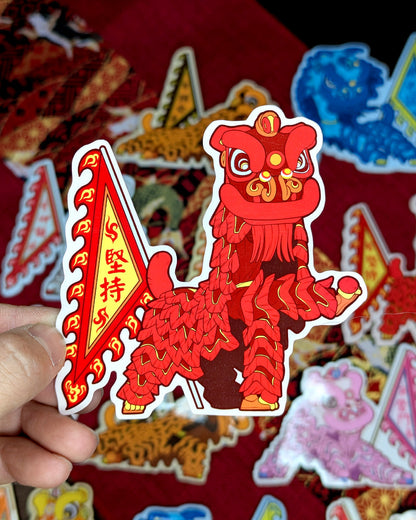 Lion Dance Vinyl Sticker Perseverence