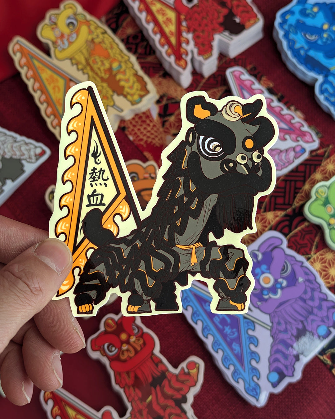 Lion Dance Vinyl Sticker Blood Boils with Passion