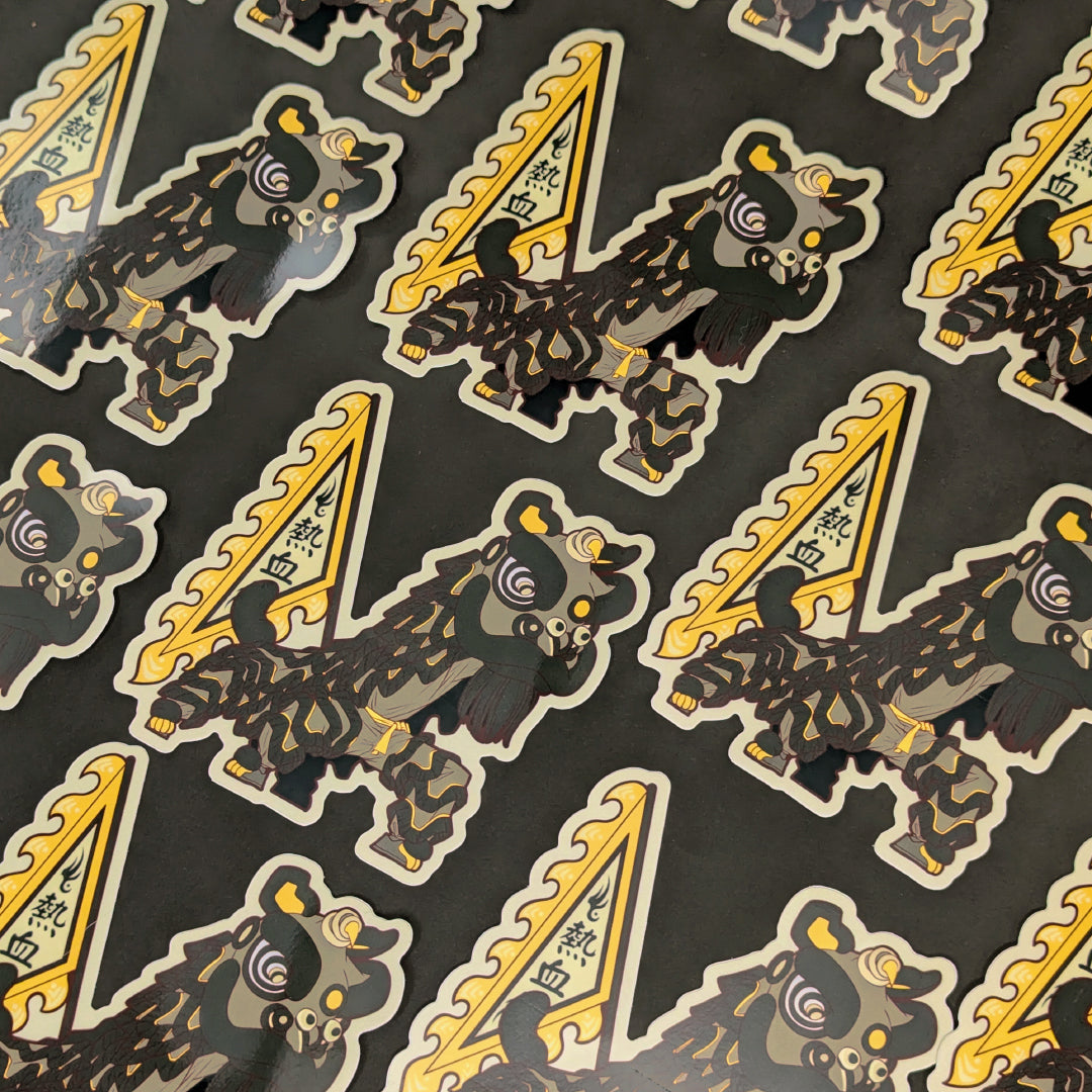 Lion Dance Vinyl Sticker Blood Boils with Passion