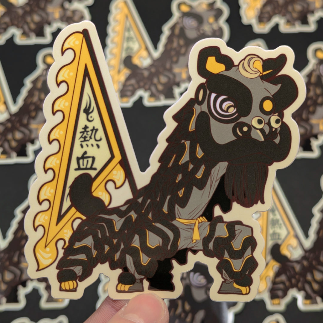 Lion Dance Vinyl Sticker Blood Boils with Passion