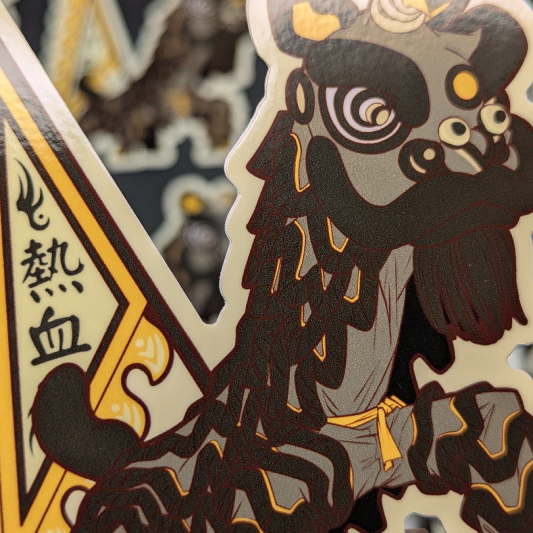 Lion Dance Vinyl Sticker Blood Boils with Passion